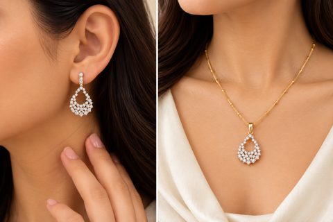 Earrings and Pendant Without Chain